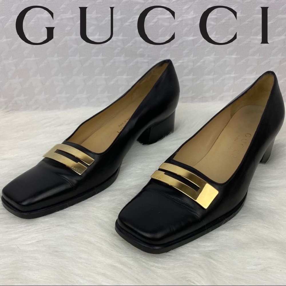 Vintage Gucci Square Toe Block Heel Pump Size 5.5